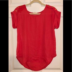 Fiery Red High Low Soft Relaxed Fit Blouse Medium